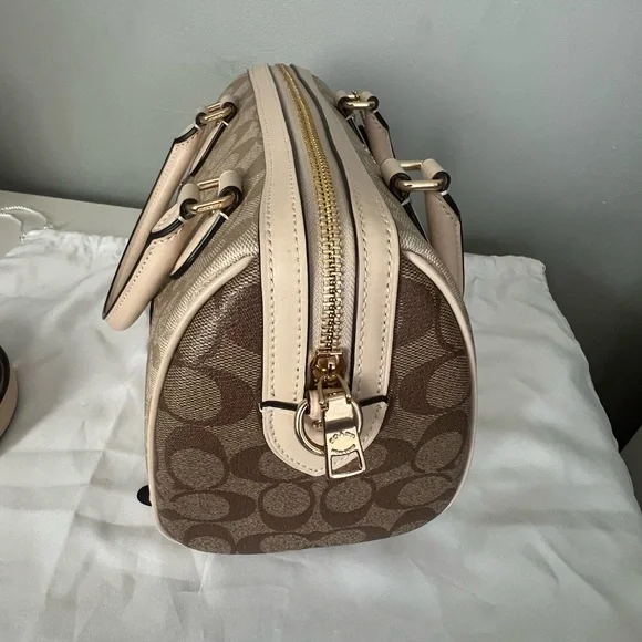 Coach Rowan Satchel BagIn Blocked Signature Canvas And Matching Wallet